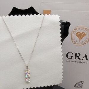 Moissanite Trilogy Stone Necklace